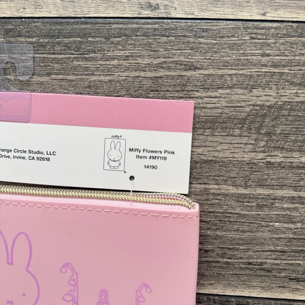 MIFFY Bunny Flowers Sakura Pink Silicone Pencil Pouch 8.75
